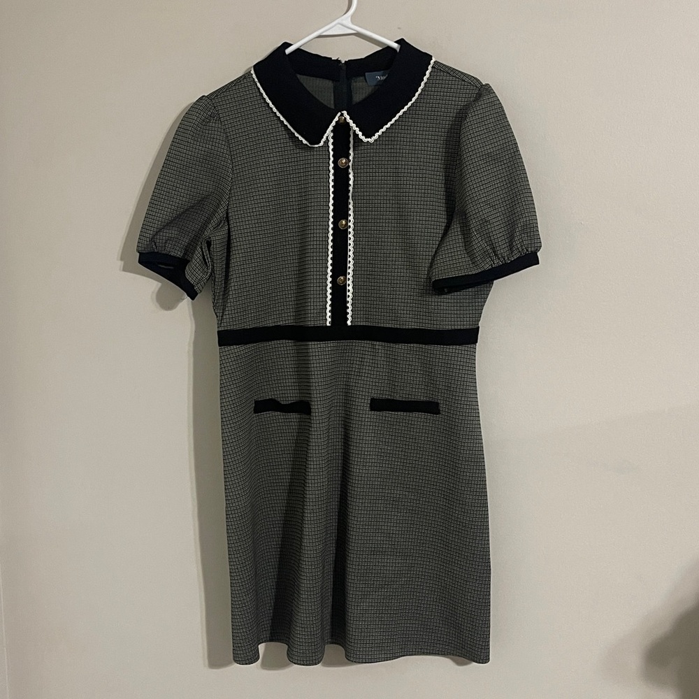 Modcloth Gray and Black Mini Dress with Peter Pan Collar